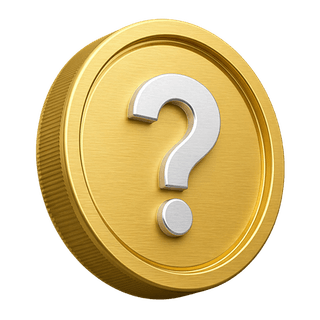 Nella pagina FAQ, moneta d'oro decorativa 3D con un punto interrogativo